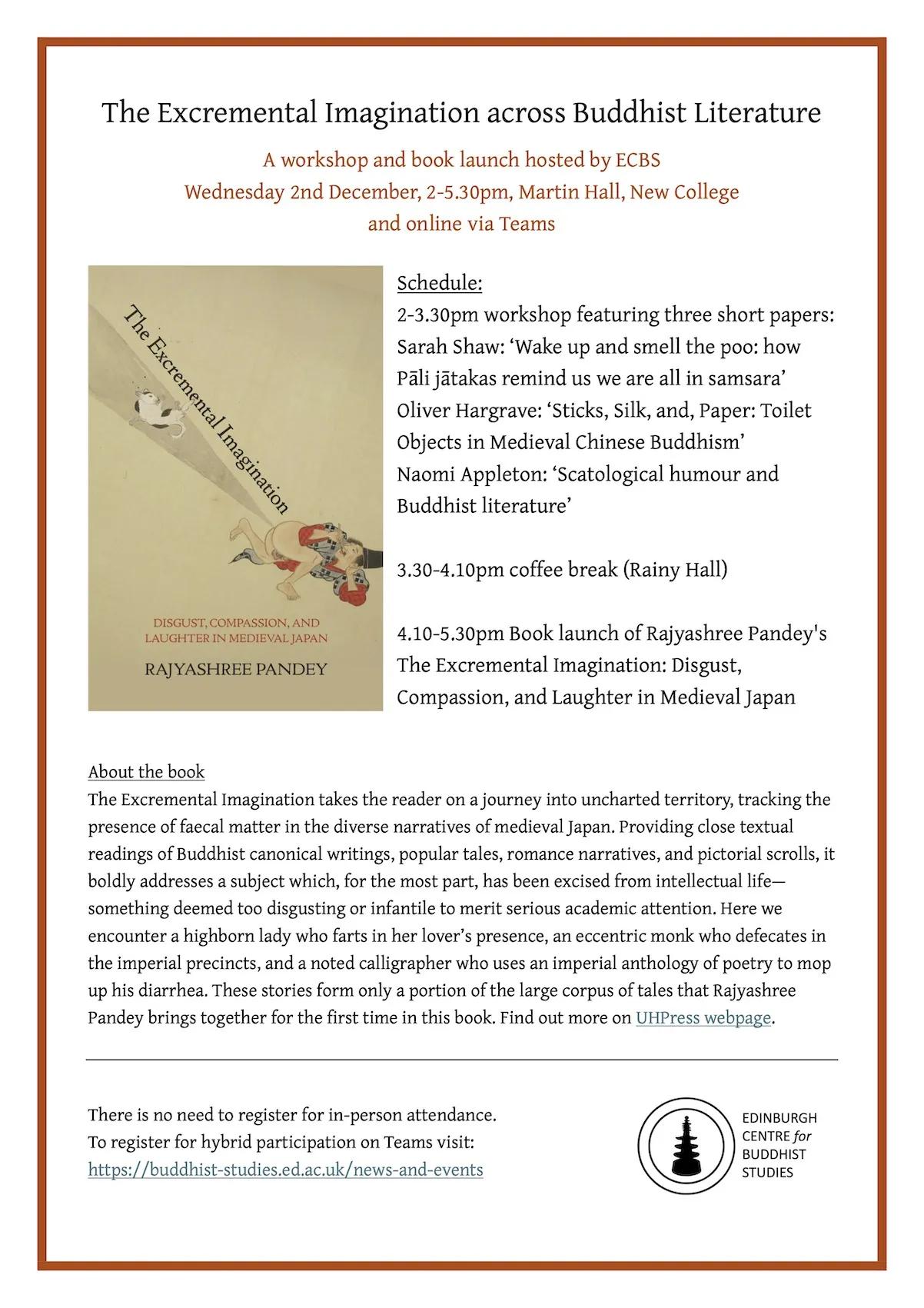 Poster giving details for excremental imagination panel and book launch